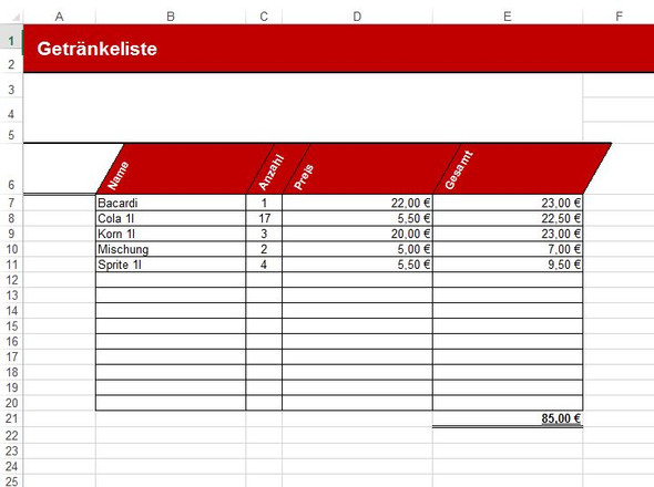 Tabelle2 - (Microsoft Excel, Formel)