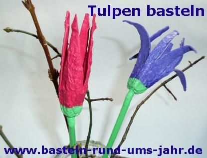 Tulpen mit Kindern aus Eierkarton basteln von www.basteln-rund-ums-jahr.de - (Kindergarten, Ostern)