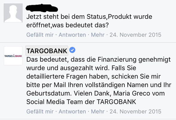 Targobank Ihr Produkt Wurde Eroffnet Ist Der Kredit Jetzt Bewilligt Shopping Finanzierung Raten