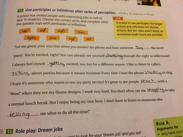 Present Participle Or Infinitive After Verbs Of Perception übungen www.gutefrage.net