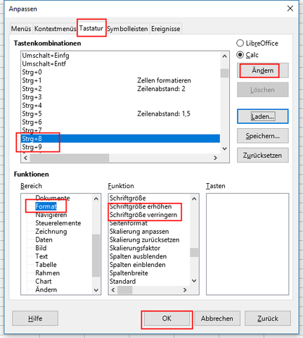 Tastaturbelegung bei OOo und LO ändern. - (Microsoft Excel, Office, LibreOffice)