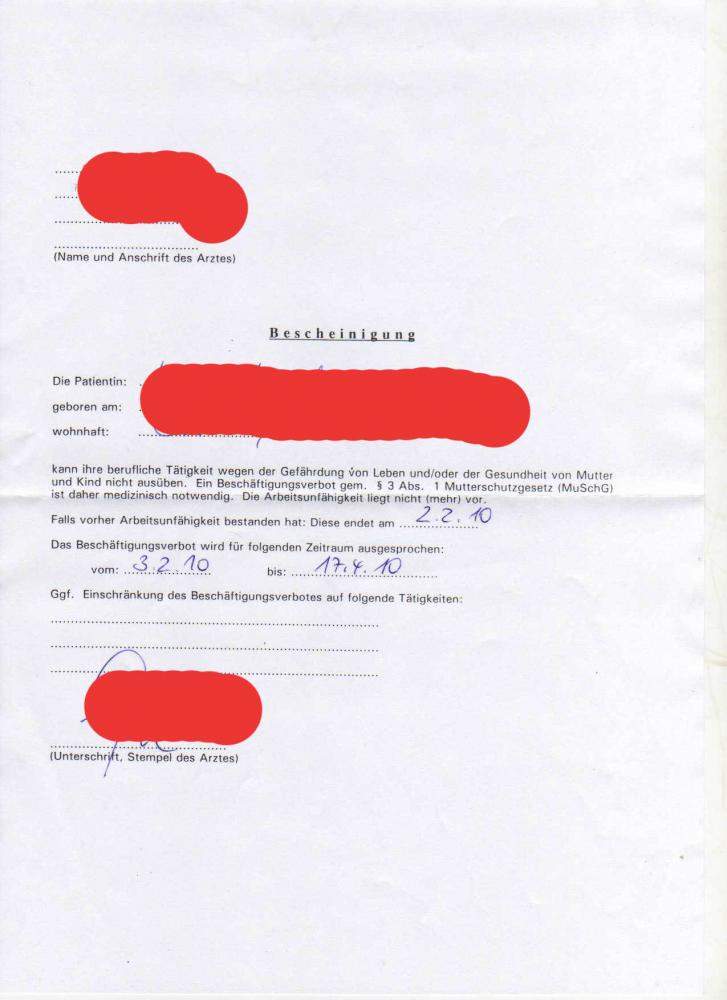 Beschäftigungsverbot wg. Mobbing - steht das mit drinn? (Schwangerschaft)