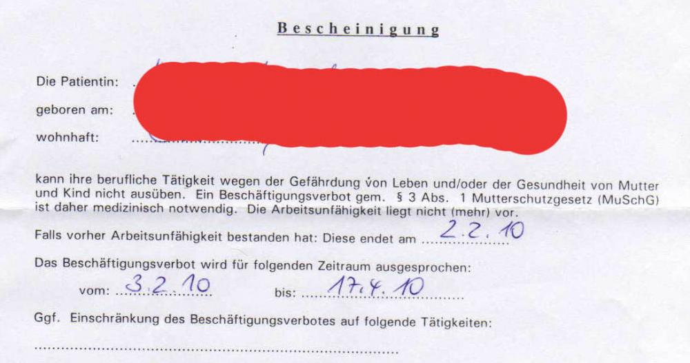 Beschäftigungsverbot wg. Mobbing - steht das mit drinn? (Schwangerschaft)