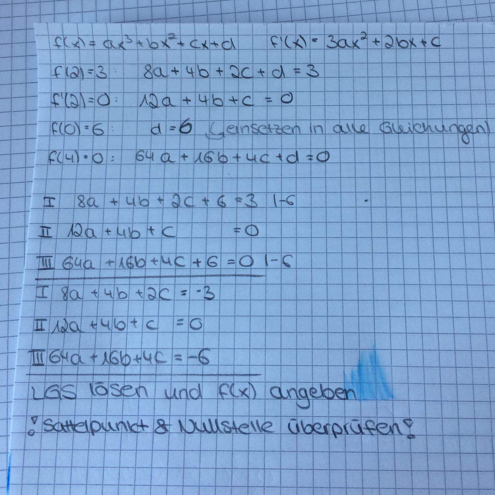 Lösen Einer Gleichung 3 Grades Wie stellt man eine Polynomfunktion 3. Grades auf? (Mathematik, Polynom)