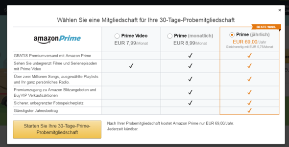 Amazon prime kosten monatlich/jährlich?