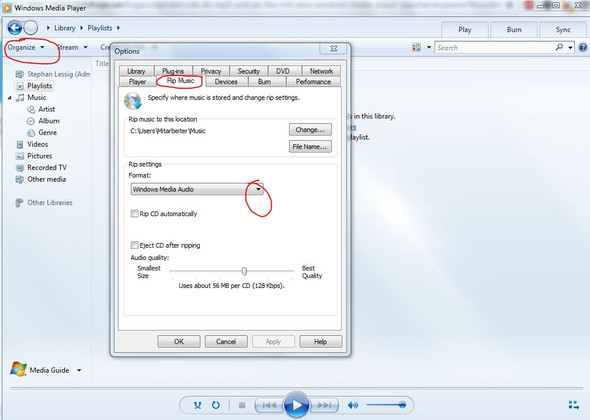Das Dateiformat für CD-Rips im Windows Media Player umstellen - (Computer, HiFi, MP3)
