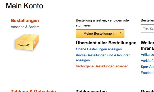 Amazon, verborgene Bestellungen - (Amazon, Rechnung, Amazon Rechnung)