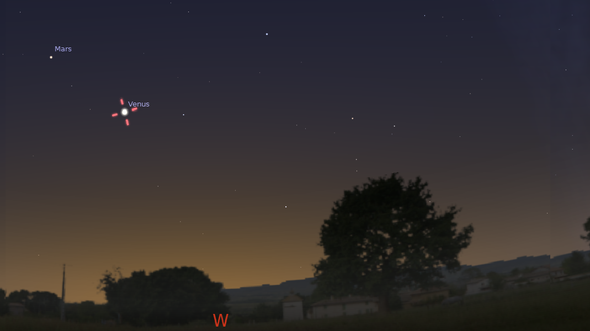 Die Venus kurz vor 19:00 Richtung Westen - (Astronomie, Himmelserscheinungen)