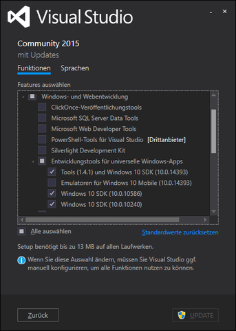 VS install settings - (Computer, PC, programmieren)