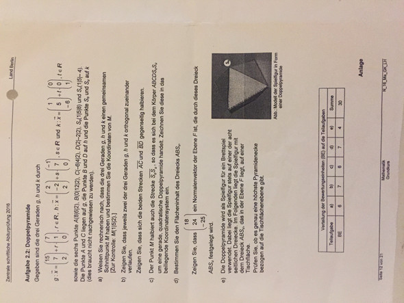 Aufgabe d, der zweite Teil mit dem normalenvektor - (Mathe, Oberstufe, vektoren)