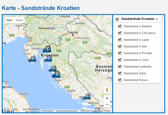 Kroatien Sandstrand Karte | Karte Kroatien Sandstrand Karte | Karte