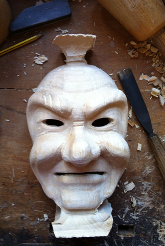 Holzmaske schnitzen, Maske aus Holz schnitzen, Schnitzvorlage Maske, Schnitzen - (Maske, Schnitzen)