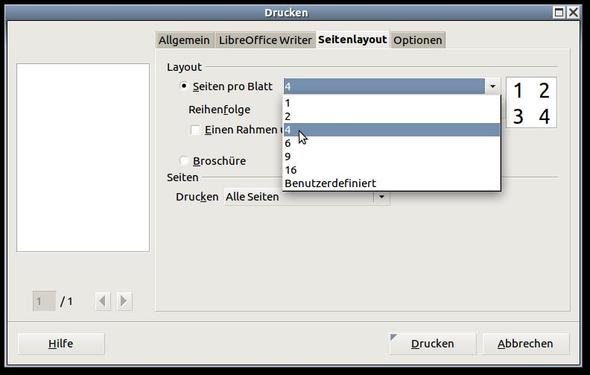 Datei - Drucken - Seitenlayout - (Computer, Büro, OpenOffice)