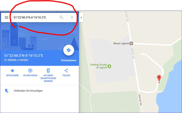 Wie gibt man in Googlemaps Koordinaten ein? (Google, Maps) Wie gibt man in Googlemaps Koordinaten ein? (Google, Maps)