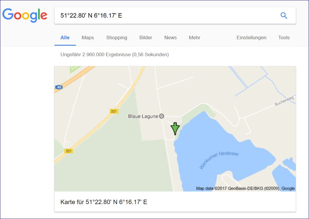 Wie gibt man in Googlemaps Koordinaten ein? (Google, Maps)