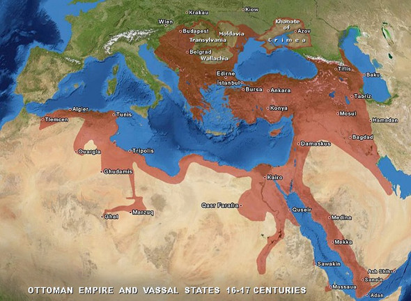 Das Osmanische Reich um 1600 (Wikimedia Commons; gemeinfrei) - (Geschichte, Länder, Macht)