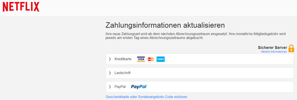 Zahlungsmöglichkeiten - (Netflix, Zahlungsmittel)