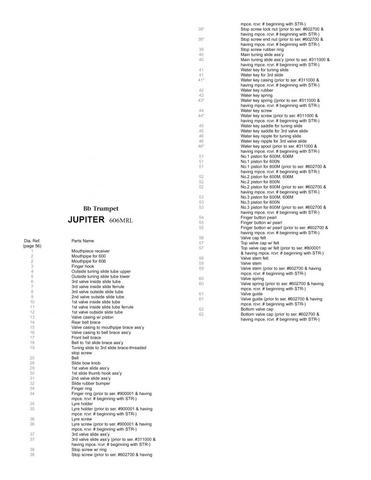 Stückliste einer JUPITER Trompete JP-606MRL - (Referat, Trompete)