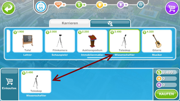 Beförderungsshop - Teleskop - "Ross und Reiter" - Sims Freeplay - (Handyspiele, Die Sims FreePlay)