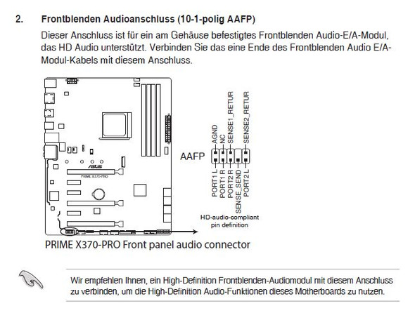 AAFD / HD Audio Anschluss