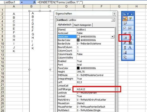 Listbox in Excel 2003 - (PC, Microsoft Excel)