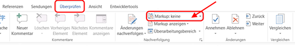 Die Anzeige der Markups in Word 2016 abstellen - (Microsoft Word, Student, Dokumente)
