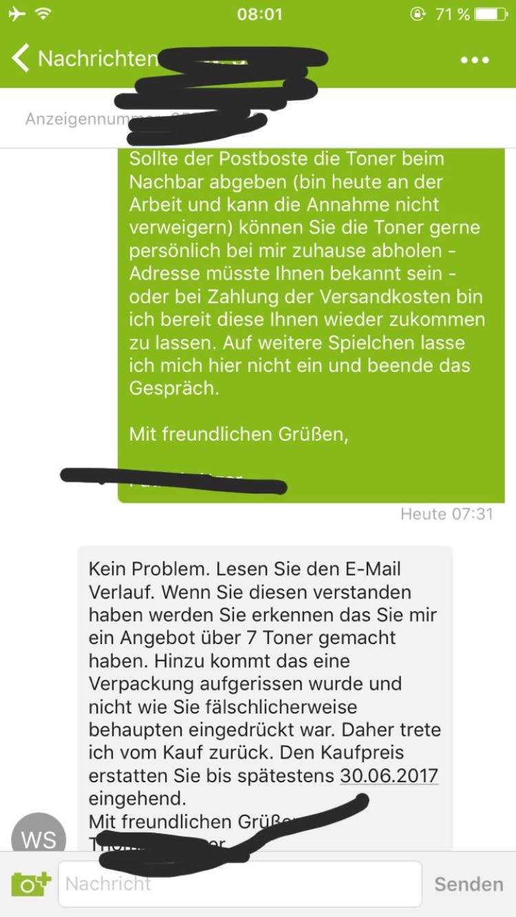 Ebay Kleinanzeigen Käufer Will Ware Zurückgeben