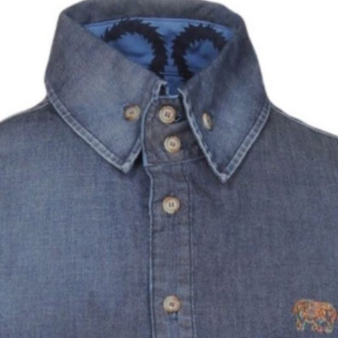 Jeanshemd hochgeschlossen - (Mode, Kleidung, Klamotten)