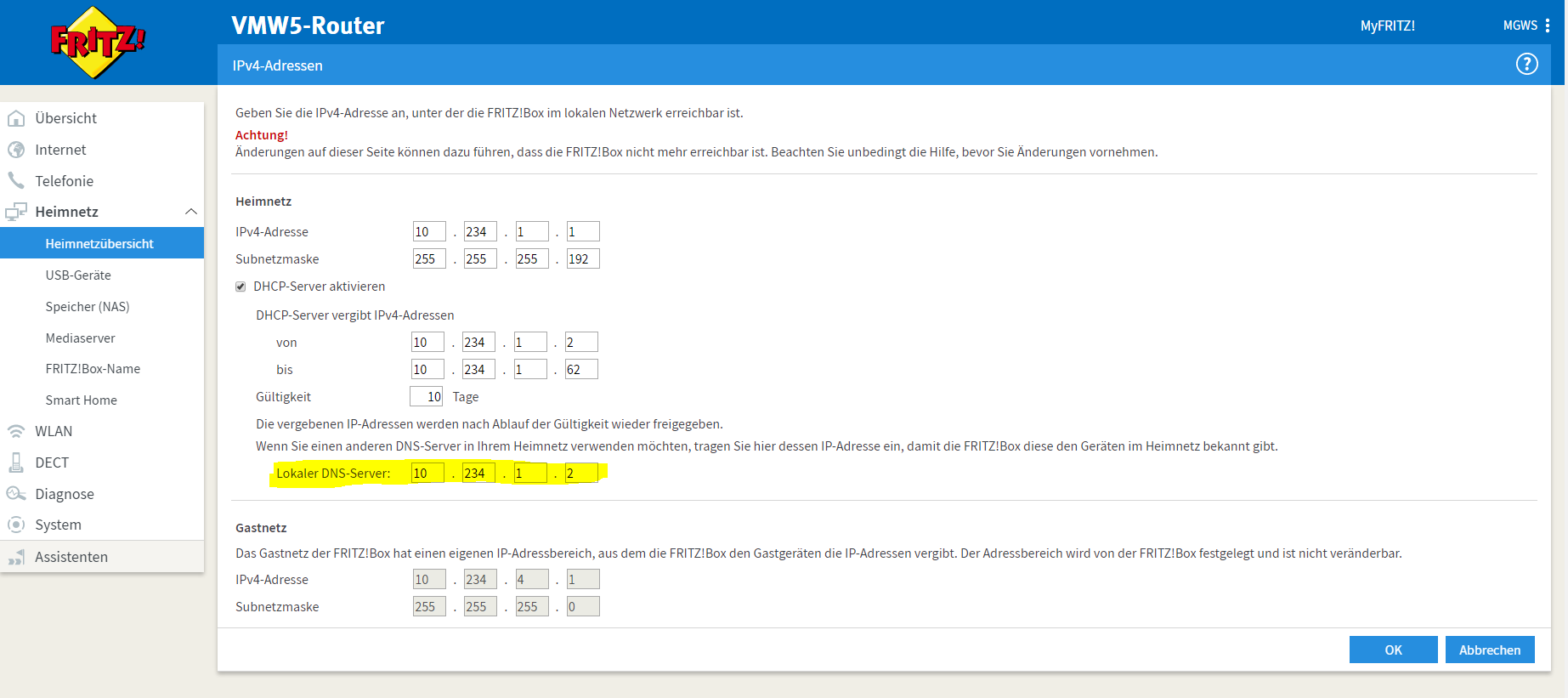 Wie kann ich den DNSServer der FRITZ!Box 7430 SL ändern? Router)