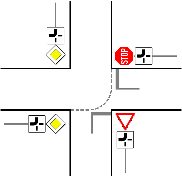 Wer hat Vorfahrt? Vorfahrt gewähren vs. Stop Schild? (Auto, Fahrschule, Verkehr)