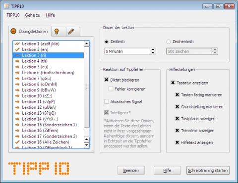 Tipp10 Startfenster unter Windows Vista - (Lernen, 10-Finger-System)