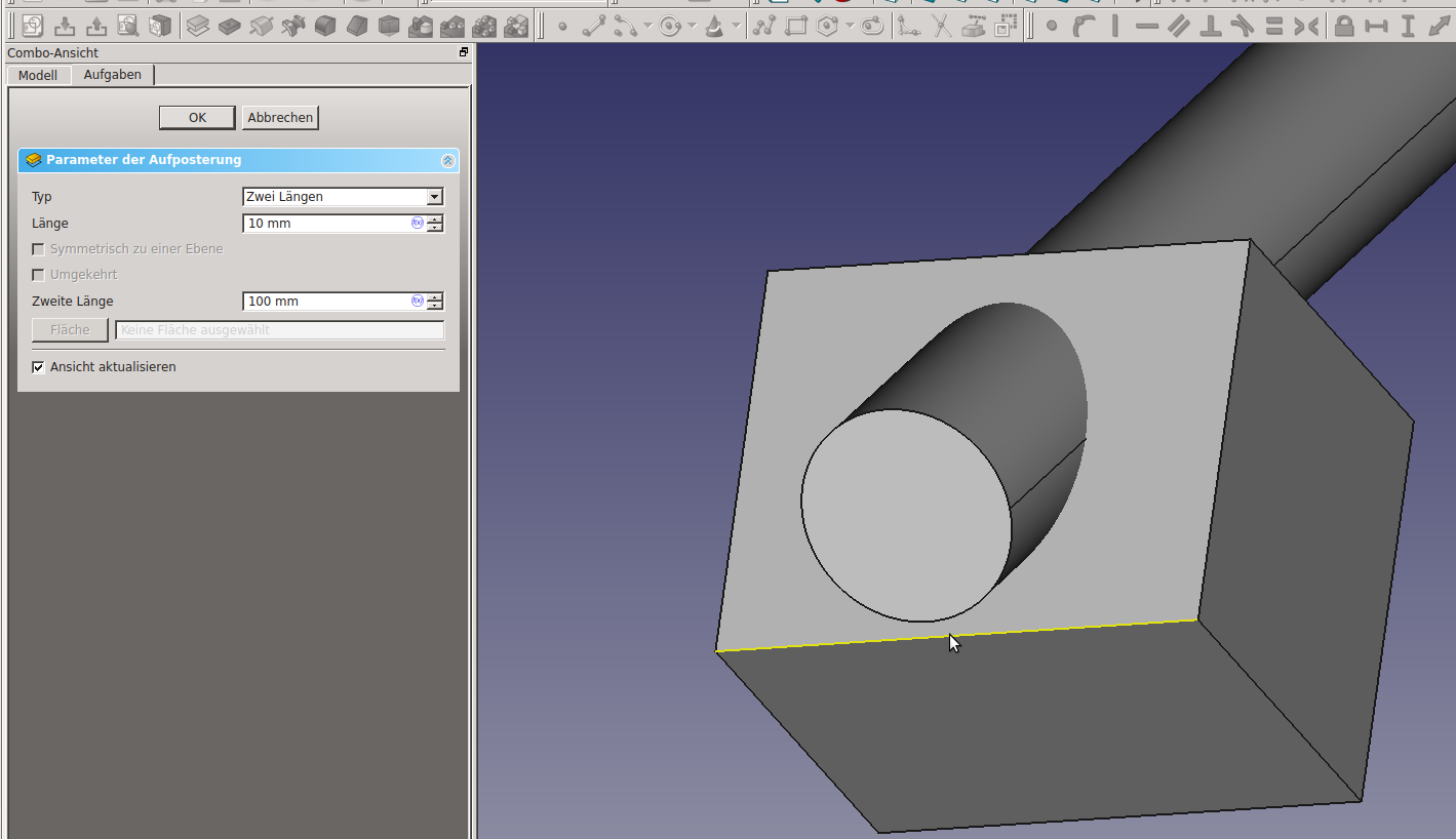 freeCAD schräge Bohrung? (Technik, zeichnen, CAD)