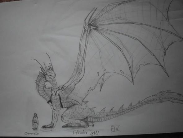 Glaedr aus dem Buch Eragon - (Kunst, zeichnen, Drachen)