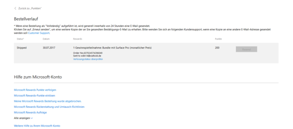 - (Microsoft, rewards)