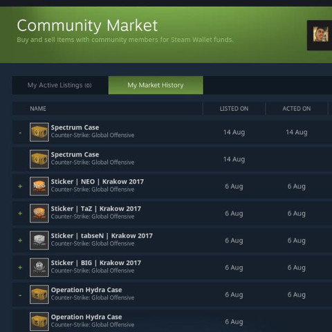 Steammarkt -> Marktverlauf - (Spiele und Gaming, Steam, Inventar)