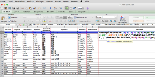 Die Tabelle mit Formel und Fehlerpfad - (Computer, Excel, Duplikate)