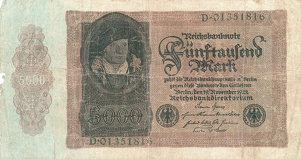 Reichsbanknote 5000 Mark - (Geld, alt, Sammler)
