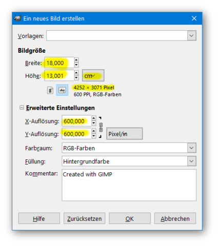 Welche Bildgrosse Bei Gimp Fur 13x18 Cm Bild Computer Technik Foto