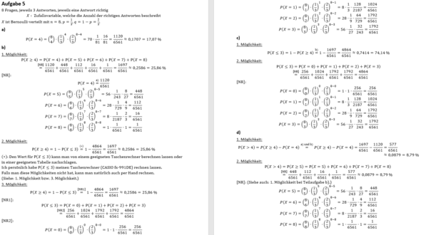 Loesung - (Mathematik, Bernoulli)