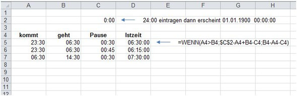  - (Microsoft Excel, Tabelle, Zeiterfassung)