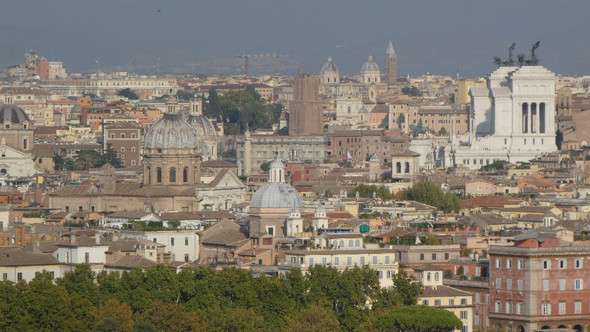 Blick vom Gianicolo - (Rom, Kolosseum, Kapitol)