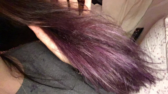 Das war mein Ergebnis mit Violett  - (Haare, färben)