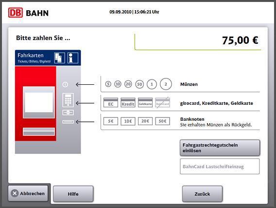 Anzeige am DB-Automaten - (Geld, Deutsche Bahn)