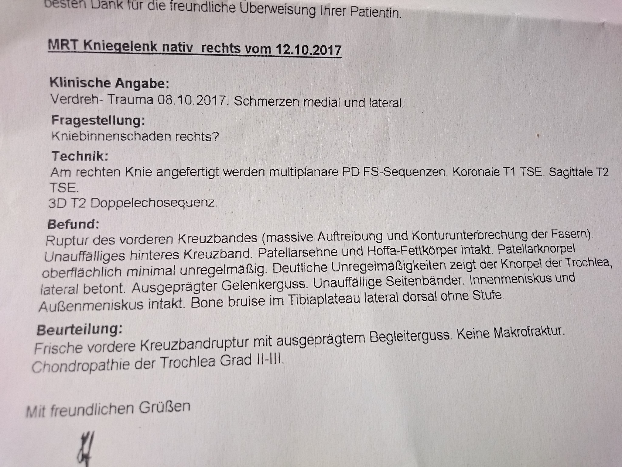 Bitte mrt Befund übersetzen? Op ratsam? Wie lange dauert sowas- krankgeschrieben?Wie geht man ...