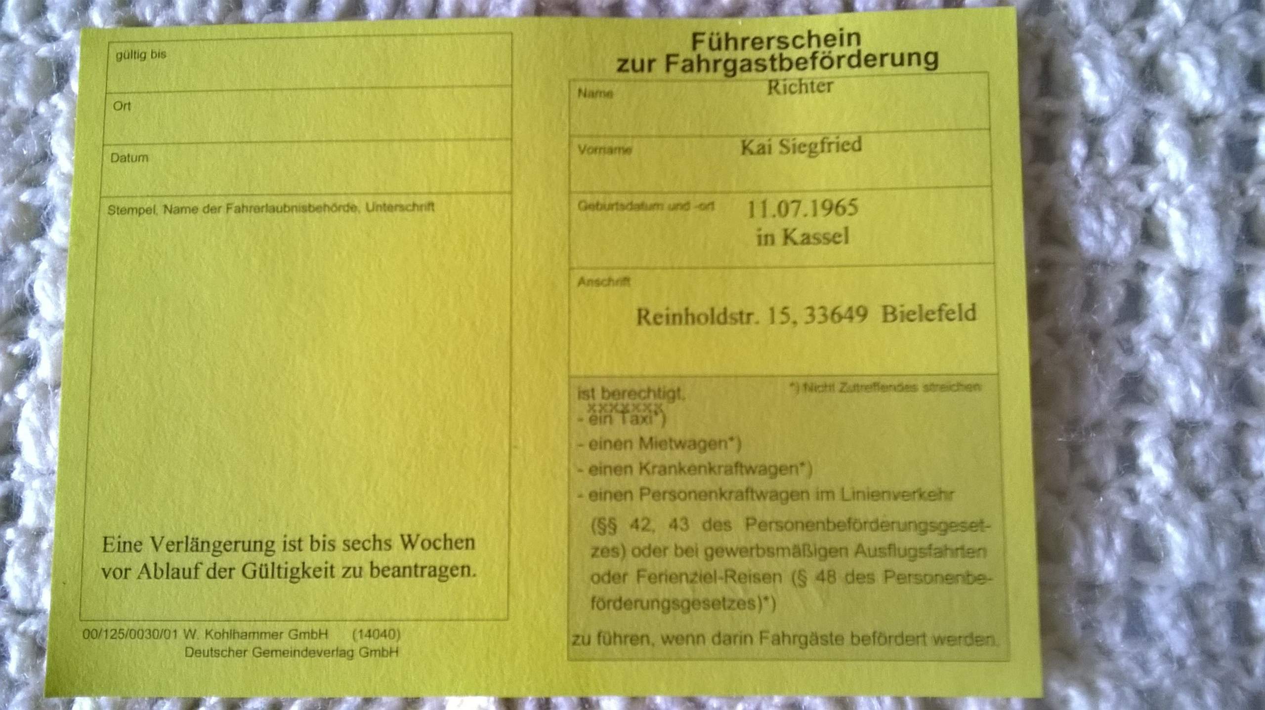 Personbeförderungsschein benötigt oder nicht? (Recht, Ausbildung und ...