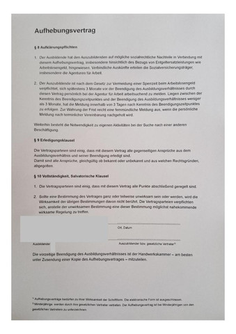 Aufhebungsvertrag ausbildung resturlaub Aufhebungsvertrag ausbildung resturlaub
