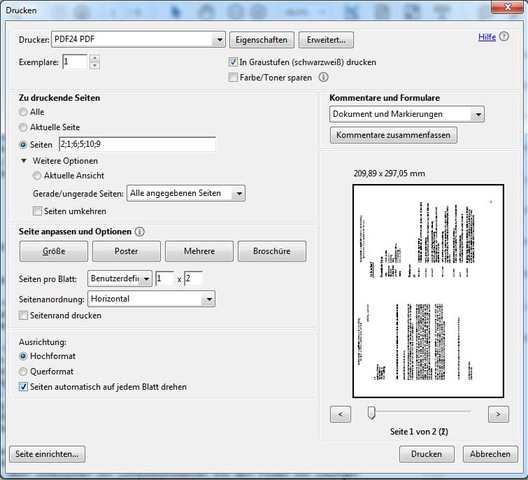 Pdf Beidseitig Bedrucken Mit Zwei Seiten Pro Blattseite Computer Drucken