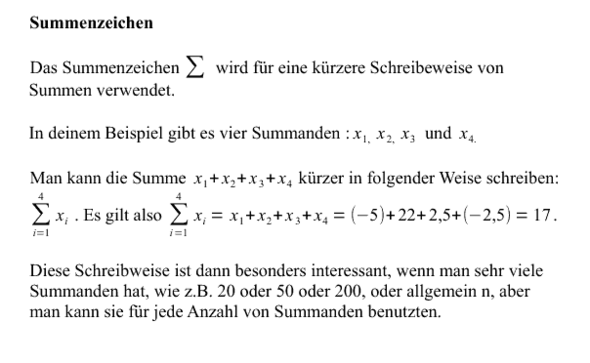 Beispiel der Verwendung des Summenzeichens - (Mathe, Mathematik)