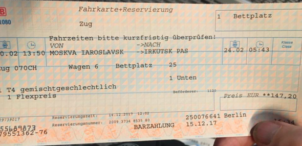 Verkauft die DB (Deutsche Bahn) Tickets nach/innerhalb Russlands