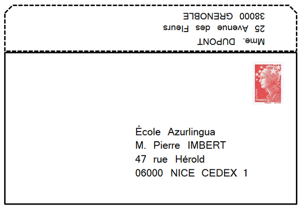 Wohin schreibt man den Absender bei einem Brief nach Frankreich? (Post